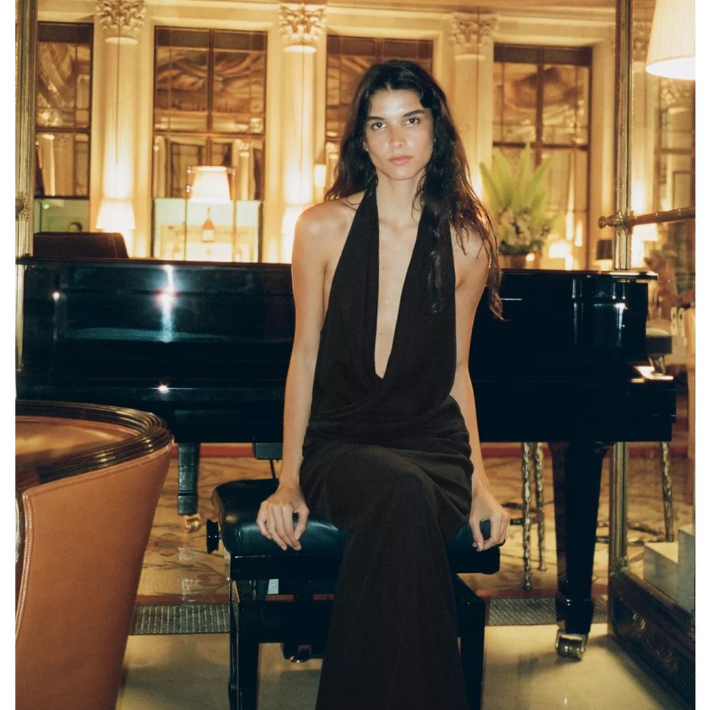 Zara Black Halter Maxi Dress